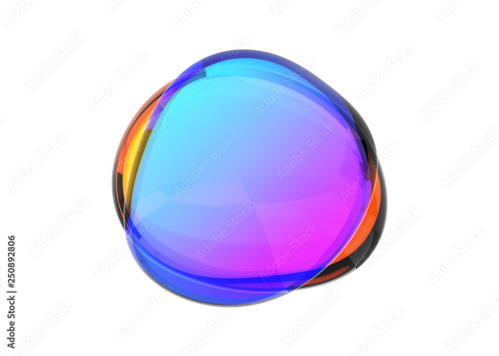 Poster abstract 3d render of colored bubble shape, modern background design