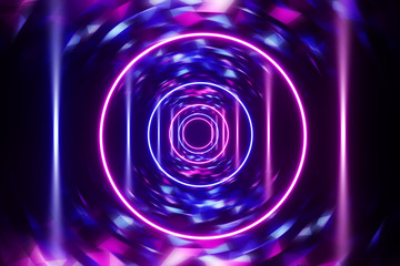 Abstract neon background with circles blurred