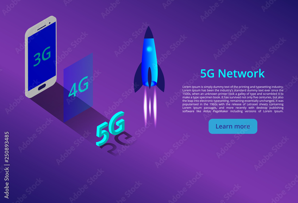 Poster 5g new wireless internet wifi connection. isometric vector concept. automation with computer network