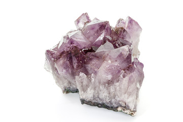 Amethyst Crystal Druse  macro mineral on white background