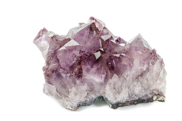Amethyst Crystal Druse  macro mineral on white background