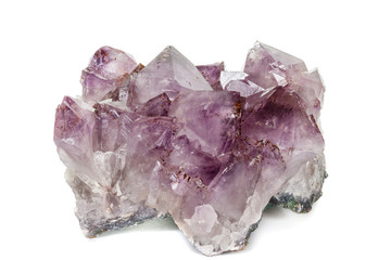 Amethyst Crystal Druse  macro mineral on white background
