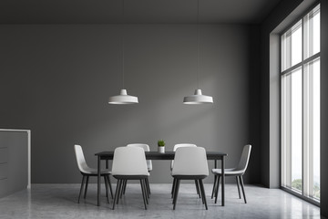 Minimalistic gray dining room