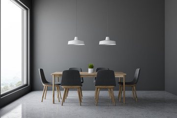 Gray dining room interior