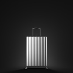 Silver suitcase over black