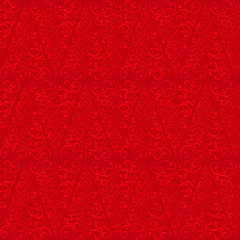 Christmas Tree Pattern Red on Red Digital Foil. Elegant Design for Background, Wrapping Paper, Fabric, Print and Web