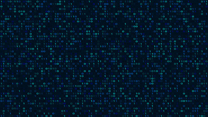 Abstract Binary Code Dark Background. Cyber Space