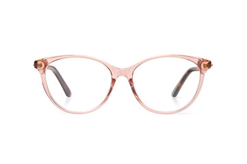 Eyeglasses transparent for reading or good vision, front view isolated on white background