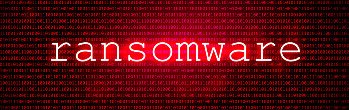 Red BG with Code. Cyber Attack and Ransomware