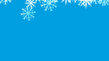 Abstract background with a variety of colorful snowflakes. Big and small.