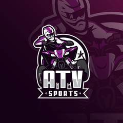 Fototapeta na wymiar atv motocross vector mascot logo design with modern illustration concept style for badge, emblem and tshirt printing. atv illustration for sport team.
