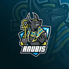 anubis vector mascot logo design with modern illustration concept style for badge, emblem and tshirt printing. angry anubis illustration for sport and esport team.