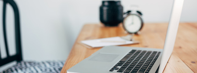 Freelance workplace with laptop
