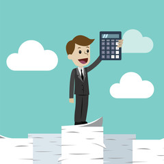 Businessman with calculator. Use as business presentation, financial report or advertisement design