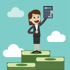 Businesswoman and business woman with calculator. Use as business presentation, financial report or advertisement design