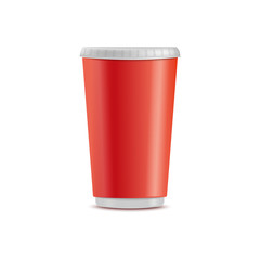 Vector red plastic disposable cup takeaway drink