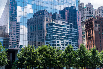 Skyscraper reflected in Manhattan in New York City, USA