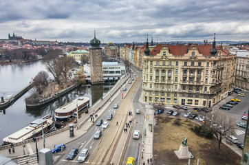 Naklejka na ściany i meble aerial view of the city Prague