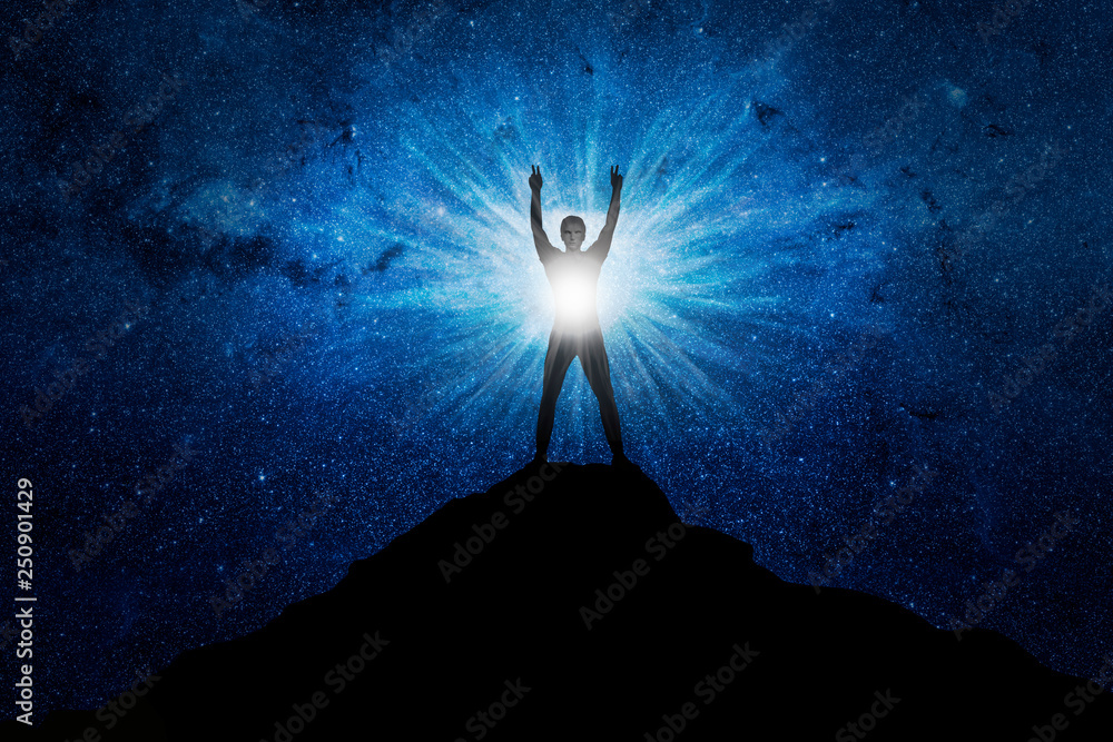 Canvas Prints man on top of success