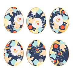 Set of easter eggs with dots