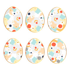 Set of easter eggs with dots