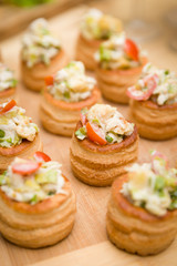 Appetizer with vegetables and chicken. holiday treat