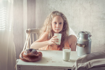 little girl in the kitchen