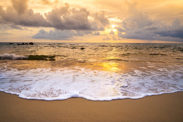 Beach sunset or sunrise with colorful of cloud sky