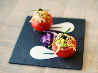 typical tapas from Cadiz Andalucia rich in colors and textures