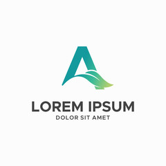 letter A and leaf logo