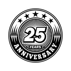 25 years anniversary. Anniversary logo design. Vector and illustration.