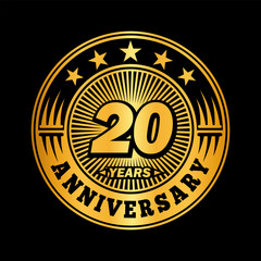 20 years anniversary. Anniversary logo design. Vector and illustration.