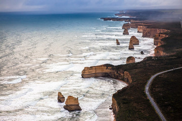 Fototapeta na wymiar Aerial view of twelve apostles, great ocean road, australia