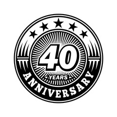 40 years anniversary. Anniversary logo design. Vector and illustration.