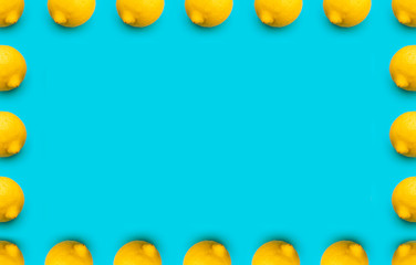 Fresh lemon on blue background