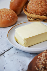 Fresh rye bread and butter