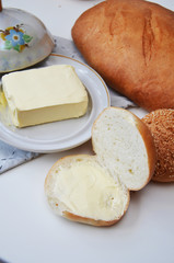 Fresh rye bread and butter