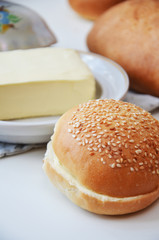 Fresh rye bread and butter