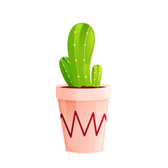 Cactus in flower pot. Vector cartoon illustration