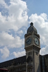 Clock tower in city view