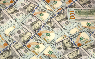 Background with money american hundred dollar bills close up