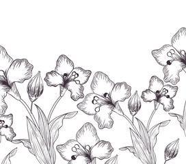 pattern flowers and leafs isolated icon