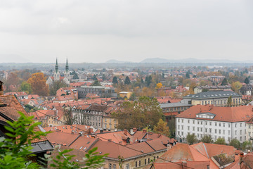Fototapeta premium Aerial view of the Ljubliana cityscape