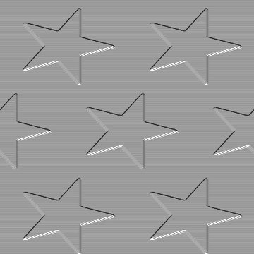 Embossed seamless pattern of three dimensional stars from lines
