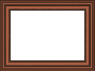 brown wood retro picture frame with white background with Free Space for Text / Pictures isolated