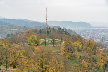 Aerial view of the Ljubliana cityscape