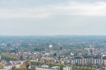 Fototapeta na wymiar Aerial view of the Ljubliana cityscape