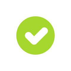 Icon of green check mark or tick for ok or accept concept. Flat style. Pixel perfect - obrazy, fototapety, plakaty