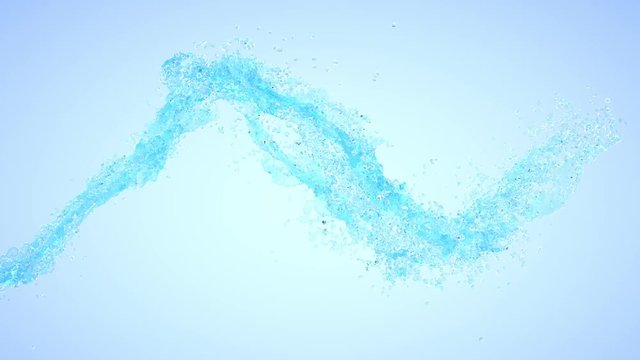 Isolated on nlue water motion for use on different backgrounds. Seamless loop of flowing curve water.
