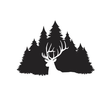 Silhouette of a horned deer